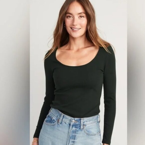 Old Navy Women’s Fitted Long Sleeve Ribbed Knit Tee L - Picture 1 of 8